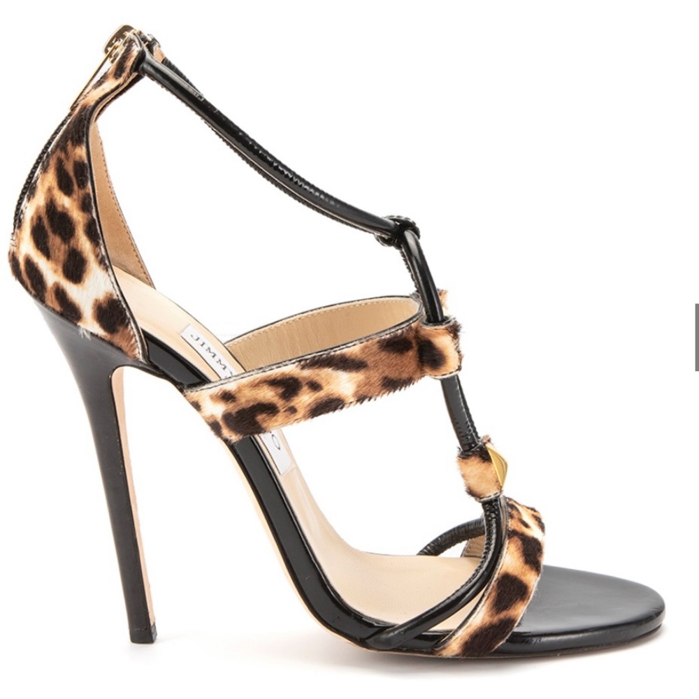 Jimmy Choo Leopard and Black Patent leather sides and Heels - Picture 4 of 6